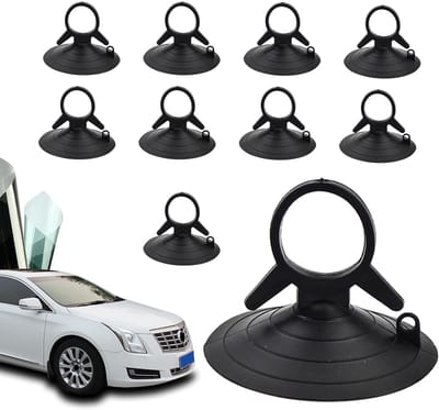 10 stuks zuignappen voor autoruiten - UV-werende clips voor voorruiten - Rubberen clips - Paneelankers - Montage- en plaatsingshulpmiddelen voor auto's - Geschikt voor doucheruimtes, kookruimtes, autozonweringen - Zwart - 45 mm
