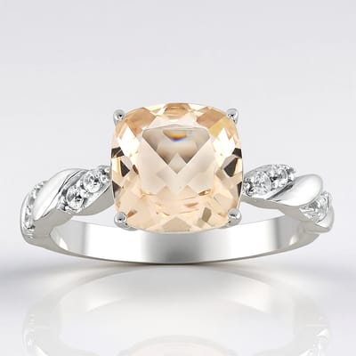 Cavill - Zilveren ring 925 sterling - 1,7 ct Marropino Morganiet met zirkonia - Gerhodineerd - Antieke cushion-cut edelsteen - Elegante cocktailring