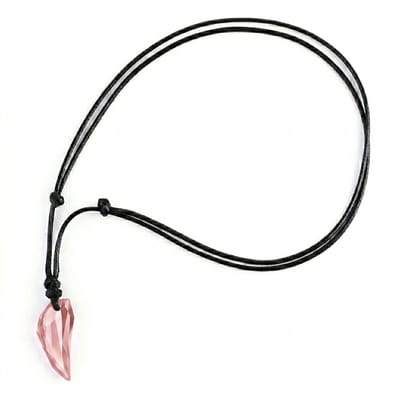 Roze transparante facetgeslepen hanger ketting voor heren en dames – zwarte koordketting met kristalvormig design