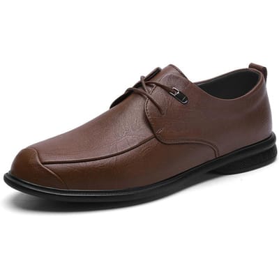 Heren Ademende Business Casual Leren Schoenen Heren Leer Zachte Zool Zacht Oppervlak Koreaans Brits Formele Kleding Zwarte Leren Schoenen Heren 44 bruin