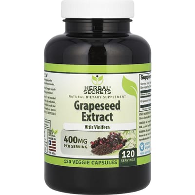 Druivenpitextract, 400 mg, 120 plantaardige capsules