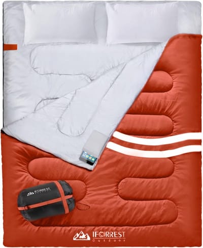 Dubbele slaapzak voor volwassenen - 2 personen koud weer (3-4 seizoenen), extra breed en warm - queensize XL