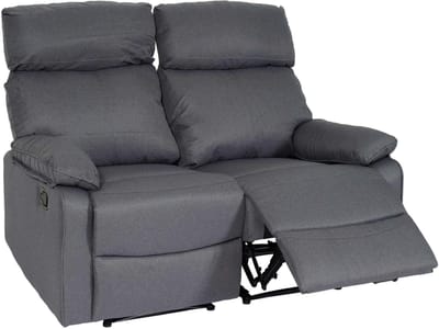 2-zits bioscoopfauteuil MCW-L93, relaxfauteuil TV-fauteuil bank, verstelbare armleuning Nosag-vering stof/textiel ~ donkergrijs