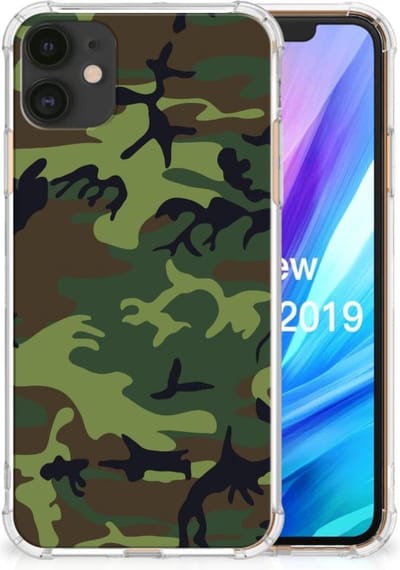 Apple iPhone 11 Doorzichtige Silicone Hoesje Army Dark