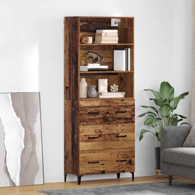 vidaXL - Highboard - Oud - Hout - 69,5 - x - 34 - x - 180 - cm - Bewerkt - hout