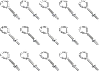 Dailygoods- Oogschroeven Heavy Duty - 15 Stuks - M4 x 25 mm - Verzinkt Koolstofstaal - Bevestigingshaken - Voor Gymnastiekringen/Takel