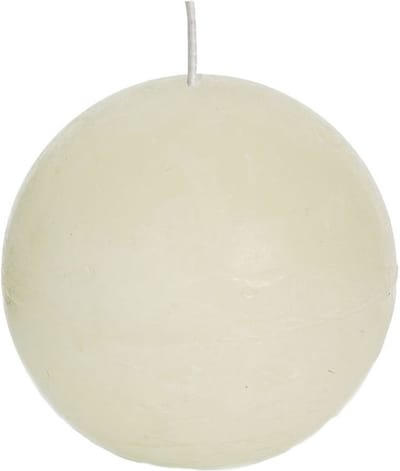 Spaas rustieke bolkaars - ivoorwit - 1x - D8 cm - 24 branduren - ronde kaarsen