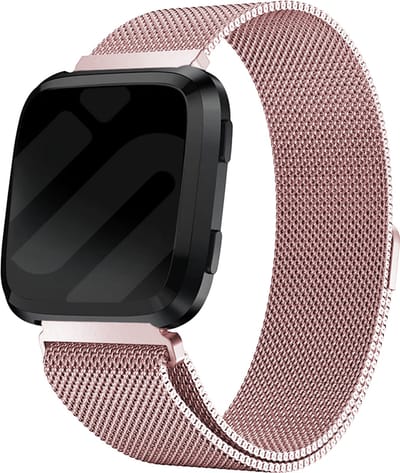 Milanees Smartwatch bandje - Geschikt voor Fitbit Versa / Versa 2 Milanees bandje - roze - Strap-it Horlogeband / Polsband / Armband - Maat: Maat S