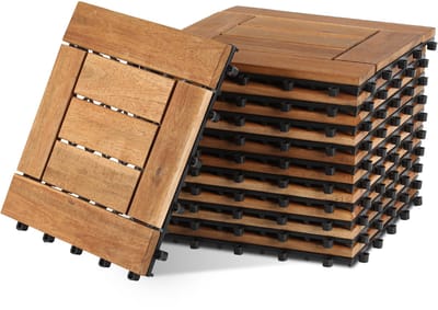 Houten Balkon Tegels - Kliktegels Buiten - Terras Verfraaien - Drainagesysteem Ingebouwd - 30x30 Cm 11 Stuks - Acaciahout