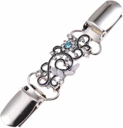 Fako Bijoux® - Vestsluiting - Vestclip - Sjaalspeld - Vestklem - Wave - Kristal - Zilverkleurig
