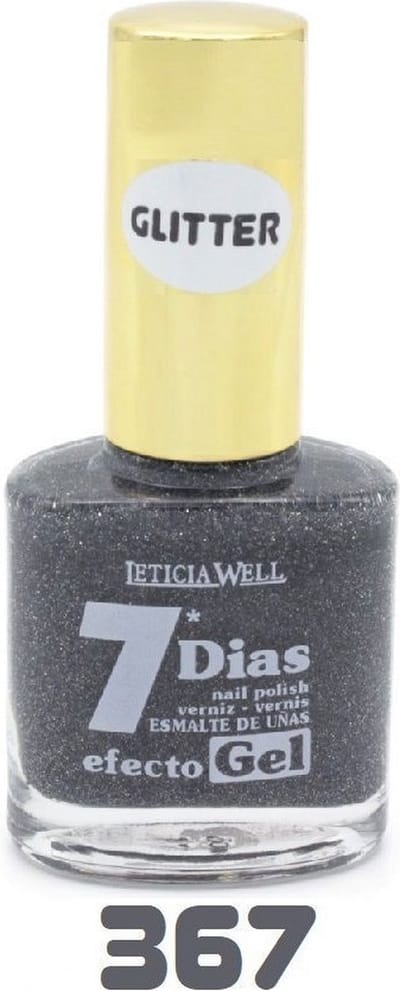 Leticia Well - Nagellak - Zwart met zilver mini glitters - 1 flesje met 13 ml inhoud - Nummer 367