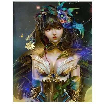 Puzzle de broderie 5d, motif bricolage, peinture diamant, fille Anime japonaise 20X30CM beige
