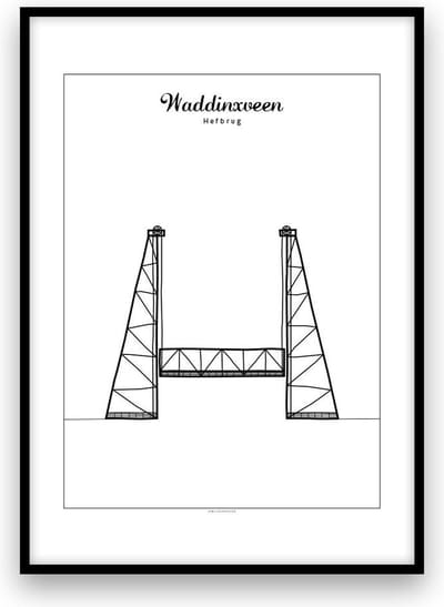 Waddinxveen stadposter - Zwart-wit