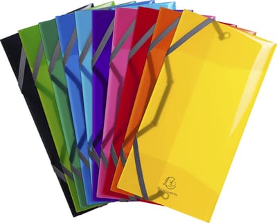 Exacompta 10x IDERAMA® PP Elastomap met 3 kleppen - envelop formaat 23.5x12cm - Geassorteerd - 55770E
