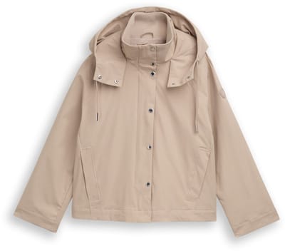 Tom Tailor - Ultralichte korte parka van waterafstotend materiaal - Maat XL - soft taupe grey
