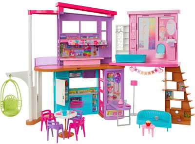 SP® Poppenhuis - 2 Verdiepingen Poppenhuis - Speelhuisje - Poppenhuis Meubels - Violet/Roze - 44cm x 116cm x 78cm