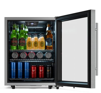 Klarstein LuxeChill drankenkoelkast 60 L – Drankenkoeling met glazen deur, 0-10 °C touch control, 3 schappen, ledverlichting, IPX4 voor buitenkeukens - Drankkoelkast - voor Bar - Drankenkoeler - Beverage Cooler - Flessenkoelkast