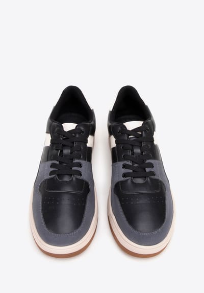 Wittchen Heren zwart en grijs eco-leren sneakers