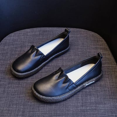 Nieuwe Zomer Herfst Echt Leer Dames Platte Schoenen Topkwaliteit Dames Mocassins Instappers Casual Schoenen Flats Dames Rijschoenen 36 black