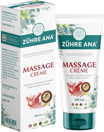 Zühre Ana Massagecrème - Natuurlijke Oliën - Voor Spier-, Gewrichts-, Reumatische Pijn, Rug-, Nek-, Enkel- en Voetpijn - Snelwerkend en langdurig - Natuurlijke pijnverlichting crème -100 ml
