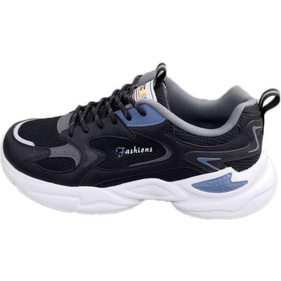 Nieuwe damesschoenen Dikke zool Mode Casual schoenen Herfst Papa schoenen Outdoor Ademend Comfortabel Dames Sneaker 40 black