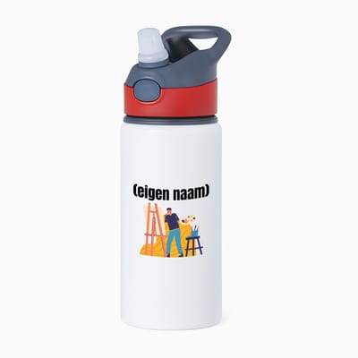 Hacebo® - kunstenaar die schildert met eigen naam waterfles met rietje rood - Kunst - kunstenaars/kunstenaressen - iemand die houdt van kunst of kunst maken - verjaardag - cadeau - kado - water fles - 650ML