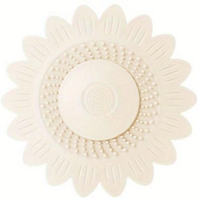 Cache Bonde de Sol Filtre à Cheveux Drainage Désodorisant Cache Bonde de Lavabo Attrape Cheveux Tapis de Sol en Silicone Quincaillerie blanc