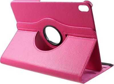 Peachy Lederen Litchi Grain geschikt voor iPad Pro 12.9 inch (2018 2020 2021 2022) Hoes Draaibare Case met Cover - Roze