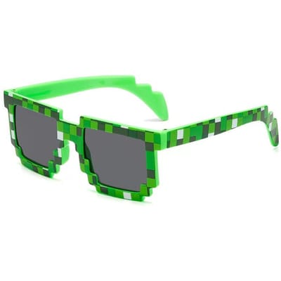 Nieuwe Mode Pixel Zonnebril Creeper Bril Grappige Mozaïek Bril voor Jongens Meisjes Trendy Brillen green