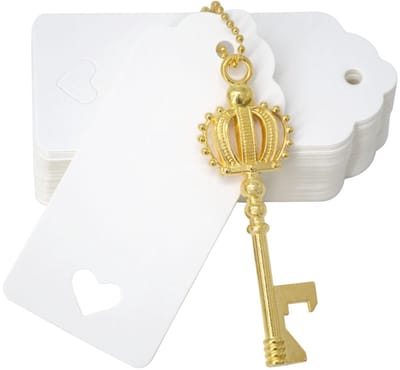 52 stuks kroonvorm vintage sleutel flesopener bruiloft geschenken voor gast souvenir gift set met escort bedankt tags en sleutelhanger (antiek goud)