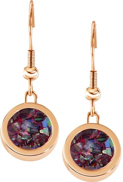 Quiges RVS Schroefsysteem Oorhangers Oorbellen Rosékleurig met Verwisselbare Multi Blokjes Schelp Mini Munt Set - ECOS011