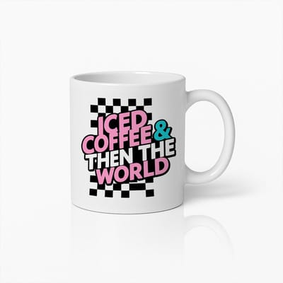 IJskoffie Mok 330ml – Iced Coffee & Then the World Beker – Grappig Cadeau voor Koffieliefhebbers