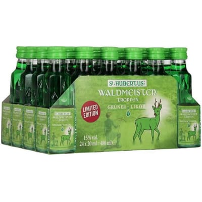 Sint-Hubertuslikeur St. Hubertus WALDMEISTER Tropfen Grüner-Likör Limited Edition 15% Vol. 24x0,02l