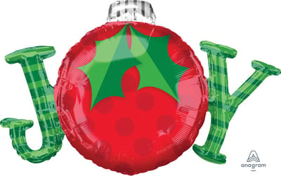 Amscan - Folieballon - Kerstbal - Joy - 78x58 cm - Leeg - 1 Stuks.