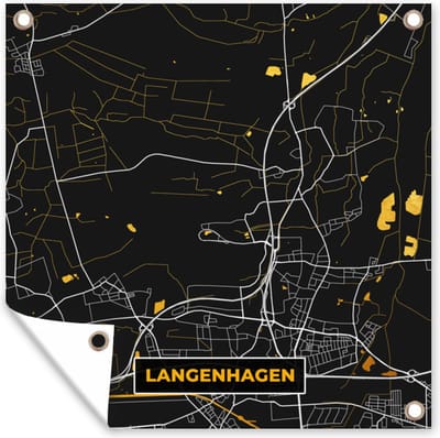 Tuin poster Stadskaart – Plattegrond – Duitsland – Goud – Langenhagen – Kaart - 200x200 cm - Tuindoek