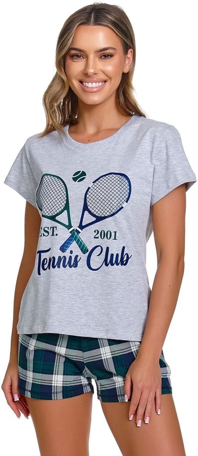 Doctor Nap Katoenen Pyjama Dames Korte Mouw Korte Broek Zomer Shortama Matching Familie Tennis PM.7400 40 / L