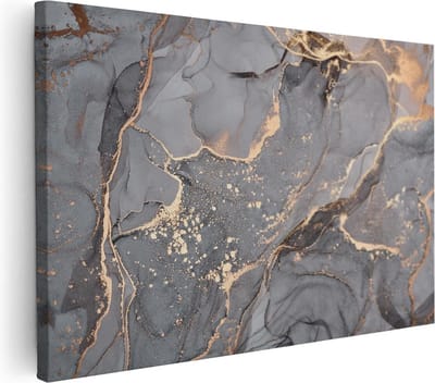 Artaza Canvas Schilderij Abstract - 90x60 cm - Wanddecoratie Marmer Goud - Muurdecoratie Woonkamer - Schilderijen Op Canvas