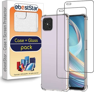 ebestStar - Hoes geschikt voor Oppo Reno4 Z 5G, Silicone Slim Cover Case, Versterkte Hoeken en Randen hoesje, Transparant + Gehard Glas x2