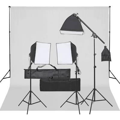 vidaXL - Fotostudioset - met - verlichtingsset - en - achtergrond