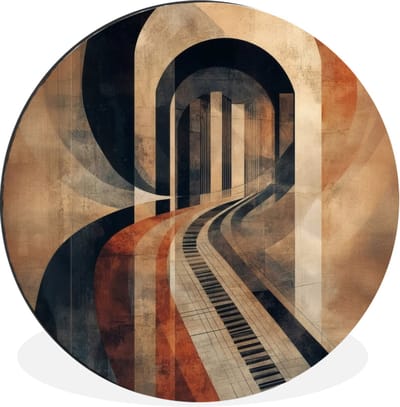 WallCircle - Wandcirkel - Muurcirkel - Piano - Toetsen - Abstract - Aluminium - Dibond - 30x30 cm - Binnen en Buiten