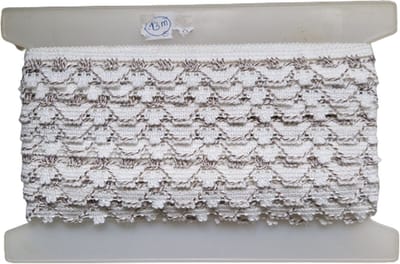 Band/Kant op spoel - 13 meter - Wit - Beige - Bruin