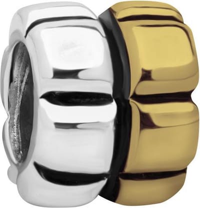 Quiges - 925 - Zilveren - Bedels -Sterling zilver - Beads - Half Verguld Patroon Kraal Charm - Geschikt – voor - alle bekende merken - Armband Z374
