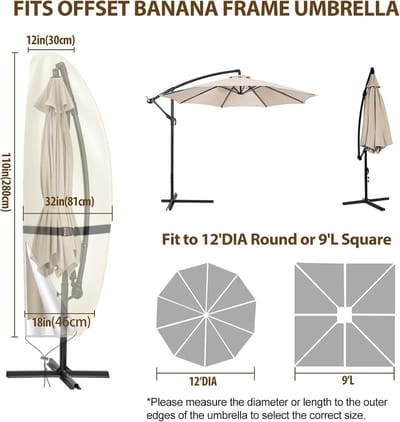 Famanu – Beschermhoes voor parasols - zilvergrijs - geschikt voor parasols tot Ø 400 cm - waterbestendig en UV-bestendig