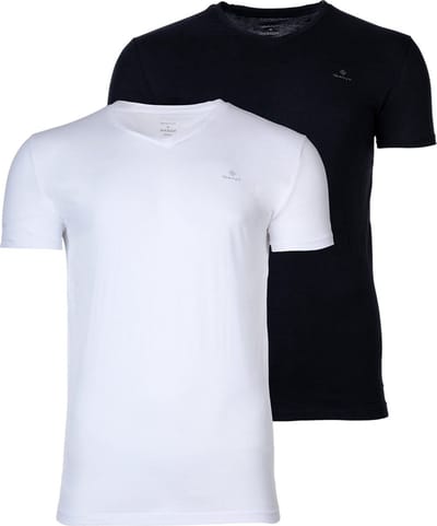 Gant 901002118 T-shirt Met Korte Mouwen En V-hals Wit,Zwart S Man