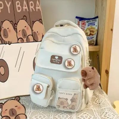 Capybara Rugzak Schattige Rugzak Pluche Schooltas Cartoon Zacht Grappig Dier Grote Capaciteit Gevuld Unisex Y2K Esthetische Rugzakken