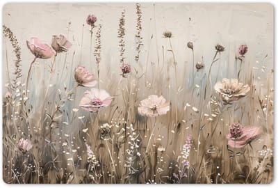 Placemats 45x30 cm - Placemat kunststof - 1 stuk - Bloemen - Roze - Modern - Beige - Borden onderleggers - Decoratie voor op tafel - Keuken tafeldecoratie accessoires - Vinyl onderlegger - Tafelversiering