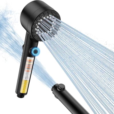 Thijox - Douchekop met 15-Laags Filter, Handdouche met 4 Straalsoorten, Hogedruk, Waterbesparend, Anti-Verstoppingssproeiers, Verwijdert Restchloor (Z