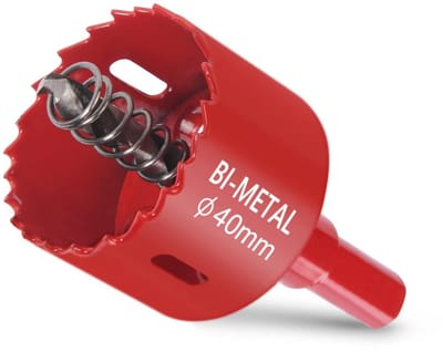 flintronic Bi Metaal Gatenzaag Set, 40mm HSS M42 bimetalen gatenzaag, 1 boor, 1 mechanische veer, 1 inbussleutel, Sneldraaistalen gatsnijder Boor voor Hout, Gipsplaten, Metaalplaat, PVC, Kunststof