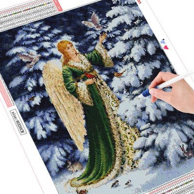Diamant schilderij engel Craft Kit volledige vierkante ronde 5D diamant borduurwerk portret kunst strass winter huisdecoratie Full Round 20X30CM gray