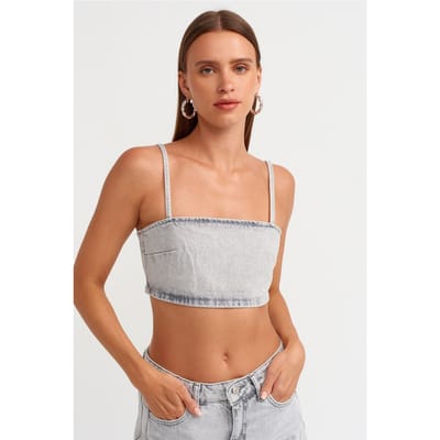 Dames Strapless Korte Spijkerblouse